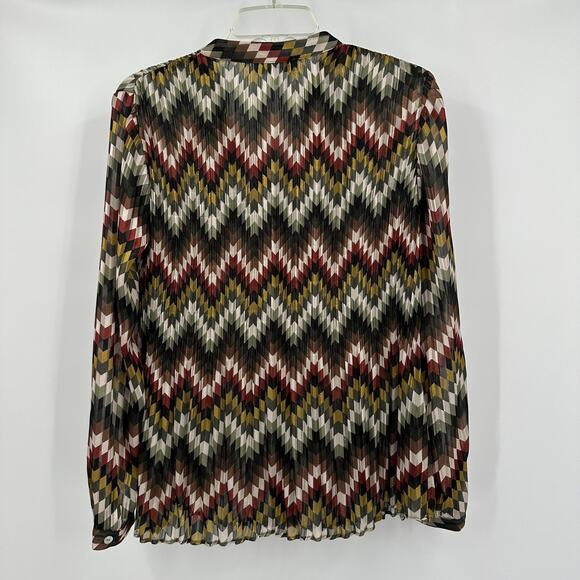 Tinta Womens Top EU 40 US M Geometric Pleated Boho Festival Artsy Spain Chevron - Picture 2 of 7